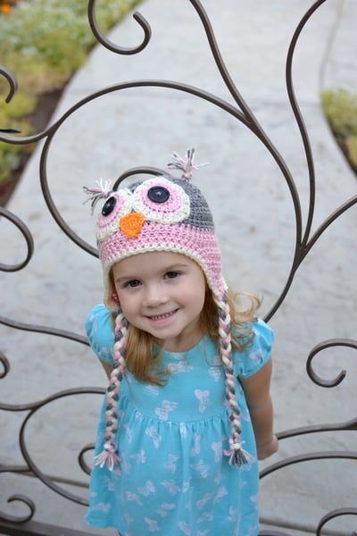 Grey and Pink Toddler Hootie Hat