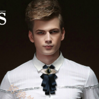 Vintage Style Blue Red Wedding Men Pre Tied Lace Bow Tie Brooch Neck Tie Necktie - Thumbnail 3