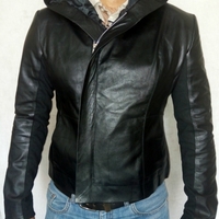 MEN CLASSICAL BLACK LEATHER HOODIE JACKET COAT FOR MEN - Thumbnail 1