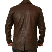 CLASSIC BUTTON STYLE ANTIQUE BROWN LEATHER JACKET/COAT MEN - Thumbnail 1