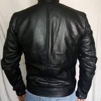 Men Slimfit Leather Jacket Zipper Chest Pocket, Men's Leather jacket - Thumbnail 2
