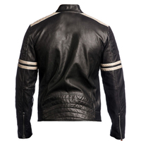 NEW Men's Leather Jacket Black Slim Fit Biker Vintage Motorcycle 2016 - Thumbnail 1