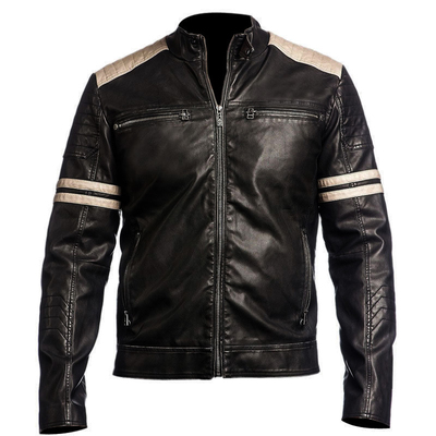 NEW Men's Leather Jacket Black Slim Fit Biker Vintage Motorcycle 2016