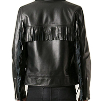 Men Handmade Black western Fringe Leather Jacket, Men's western Leather Jacket 2016 - Thumbnail 2