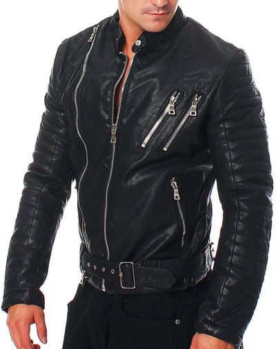Men's Genuine Lambskin Leather Jacket Black Slim fit Fashion  jacket
