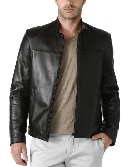 Men Black Signature Leather Jacket, Men's Leather Jacket 2016