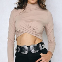 Liliana Ruched Cropped White Top - Thumbnail 2