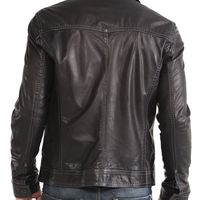 Men Black Signature Shirt Collar Washed Leather Jacket, Men's Leather Jacket 2016 - Thumbnail 1