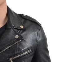 Men's 100% Leather Black Double Breasted Jacket - New - Thumbnail 2