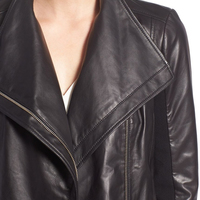Women's Leather Moto Jacket, Wide collar Style - NEW - Thumbnail 1