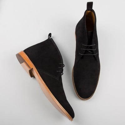 HAND MADE MEN'S CHUKKA SEUDE LACE-UP BOOTS, ANKLE HIGH MENS LEATHER BOOT