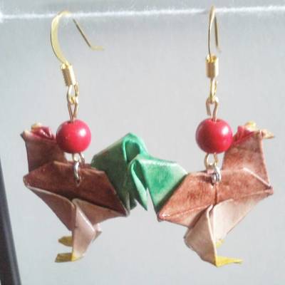Origami chicken earrings: multiple colors