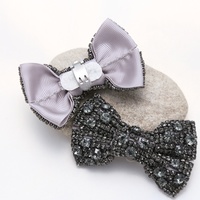 Wedding Shoe Clips Black Rhinestone Crystal Bow Shoe Decoration  - Thumbnail 2