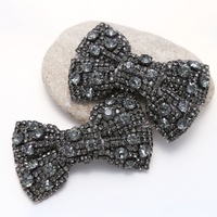 Wedding Shoe Clips Black Rhinestone Crystal Bow Shoe Decoration  - Thumbnail 3