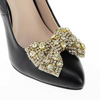 Wedding Shoe Clips Rhinestone Crystal Gold Bow Shoe Decoration  - Thumbnail 1