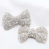 Wedding Shoe Clips Rhinestone Crystal Silver Bow Shoe Decoration  - Thumbnail 1
