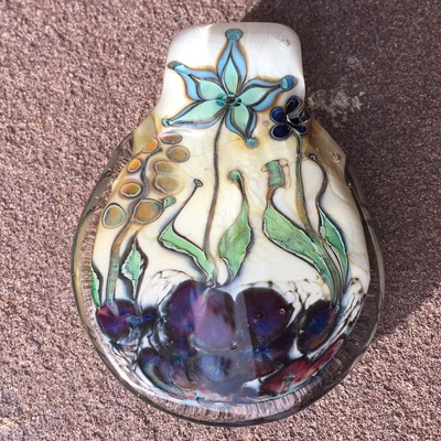 Double Sided Floral Flameworked Pendant