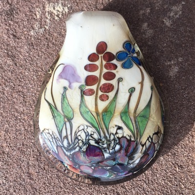 Double sided floral flameworked pendant