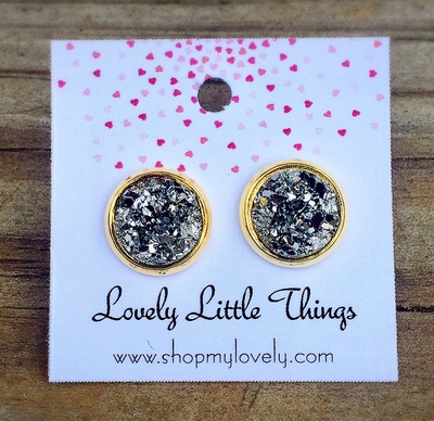 10mm Gunmetal Studs with Gold Setting 