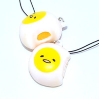 Gudetama egg bitten squeeze toy bun charm