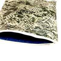 Zip top clutch- snakeskin print - Thumbnail 1