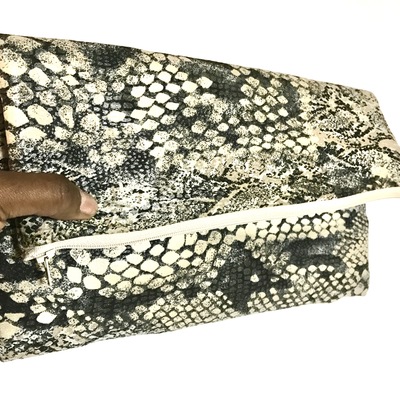 Zip top clutch- snakeskin print