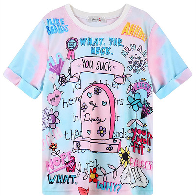 Harajuku wind fashion graffiti t-shirt - Thumbnail 5