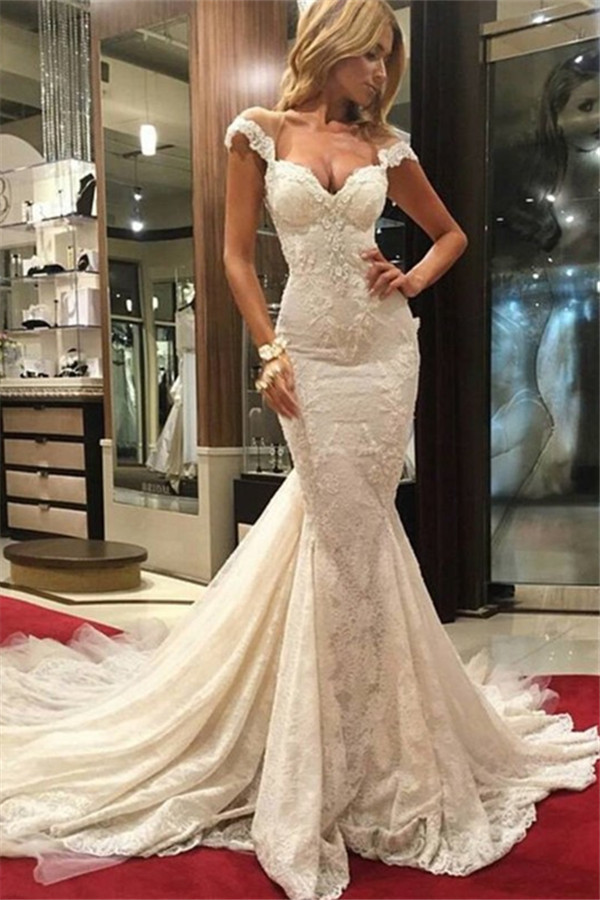 High Quality Custom Made Wedding Dresses,Sexy Mermaid Wedding Dresses,Lace Backless Wedding Dresses