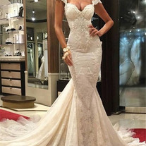 High Quality Custom Made Wedding Dresses,Sexy Mermaid Wedding Dresses,Lace Backless Wedding Dresses