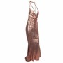 Pink Gold Sequined Shine Cowl Neck Maxi Dress-1
