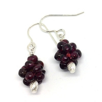 Garnet Gemstone and Sterling Silver Earrings - Thumbnail 1