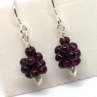Garnet Gemstone and Sterling Silver Earrings - Thumbnail 2