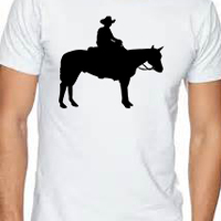Horseback rider, rodeo cotton t-shirt vinyl graphics black tee white tee - Thumbnail 1