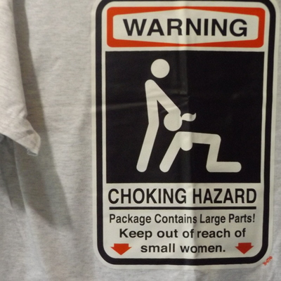Warning choking hazard adult humor cotton t-shirt white tee - Thumbnail 5