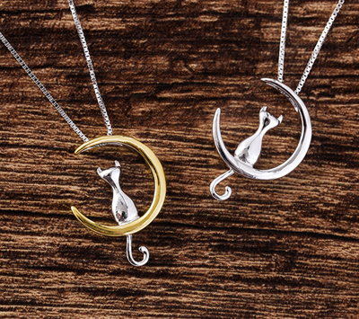 Set of Gold+Silver Sailor Moon Luna Necklace
