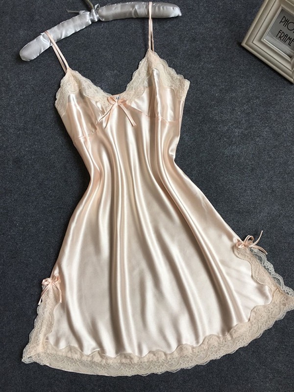 Rose Champagne Satin Nightgown 