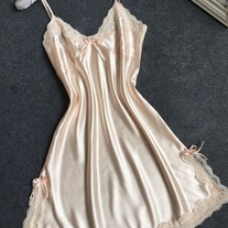 Rose Champagne Satin Nightgown 