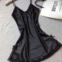 Black Satin Nightgown 