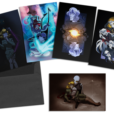 Trying human postcard print set