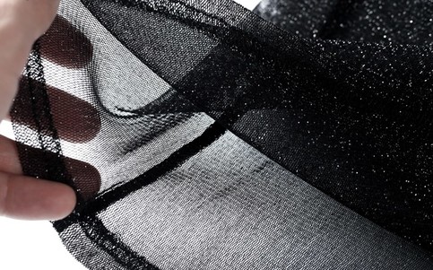 Glittery Mesh Long Sleeve Shirt