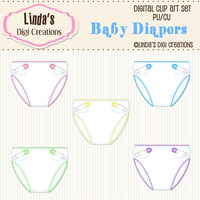 Baby Diapers (Clip Art Set) - Thumbnail 1