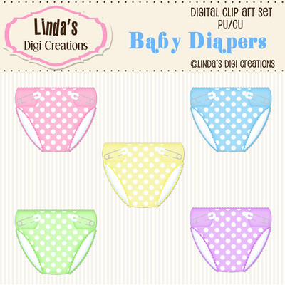 Baby diapers (clip art set)
