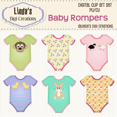 Baby rompers (clip art set) 