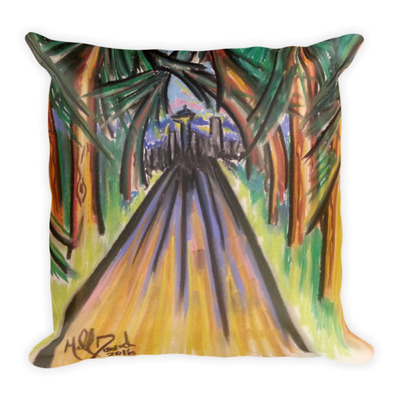 Michael david art - out of the city square pillow