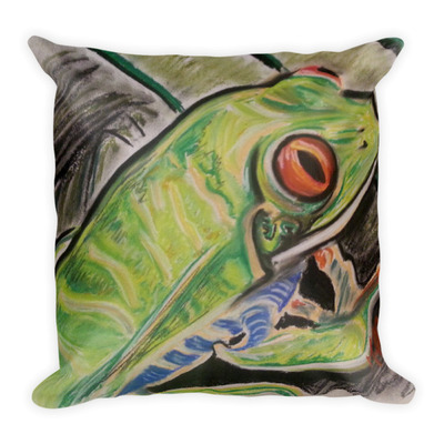 Michael david art - fabled tree frog square pillow
