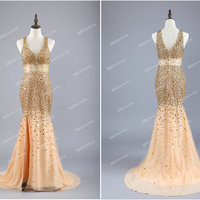 Sexy Champagne Gold Prom Dresses Graduation Party Dresses Party Dresses PG0002 - Thumbnail 2
