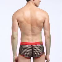 Men's sexy underwear mesh holes transparent boxer briefs #MJ002 - Thumbnail 3