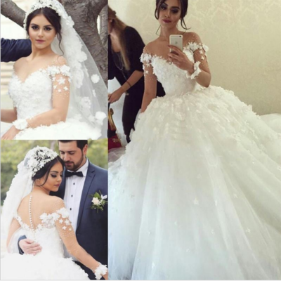 Long Sleeve Lace Appliques Charming wedding dress, lace wedding dress, cheap wedding dress, cheap wedding gown, bridal wedding dress,W08