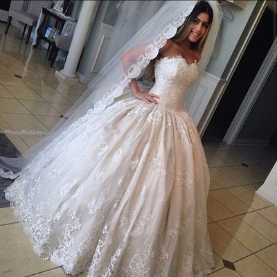Sweetheart ball gown lace charming wedding dress, lace wedding dress, cheap wedding dress, cheap wedding gown, bridal wedding dress,w09 - Thumbnail 4