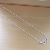 925 Silver Heart Necklace/Sterling Silver Double Heart Necklace/Heart Jewelry/Heart Jewellery/Heart Necklace/Bridal Necklace/Valentine Gift - Thumbnail 1